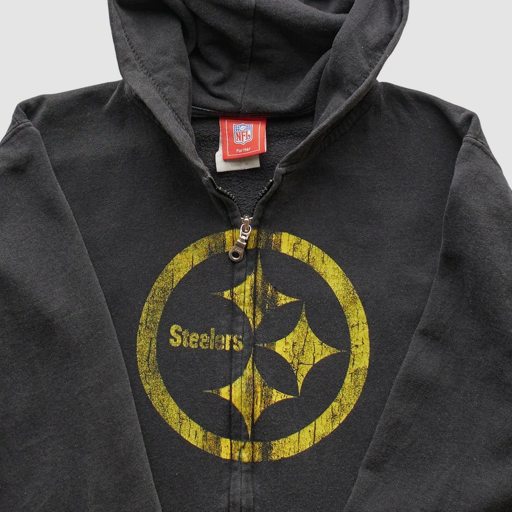 Pittsburgh Steelers NFL 2000s Hooded Full Zip Sweatshirt - Black Vintage outlet