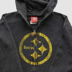 Pittsburgh Steelers NFL 2000s Hooded Full Zip Sweatshirt - Black Vintage outlet