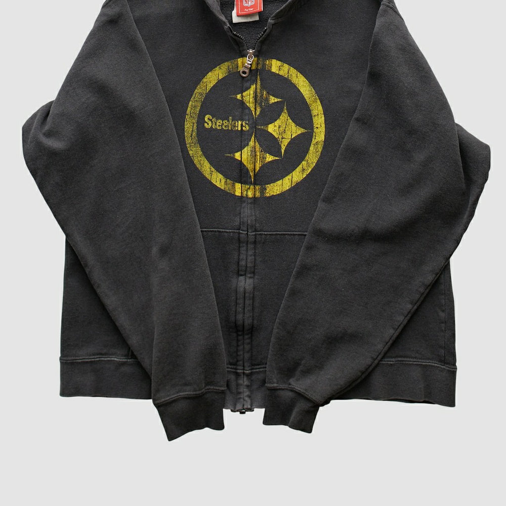 Pittsburgh Steelers NFL 2000s Hooded Full Zip Sweatshirt - Black Vintage outlet