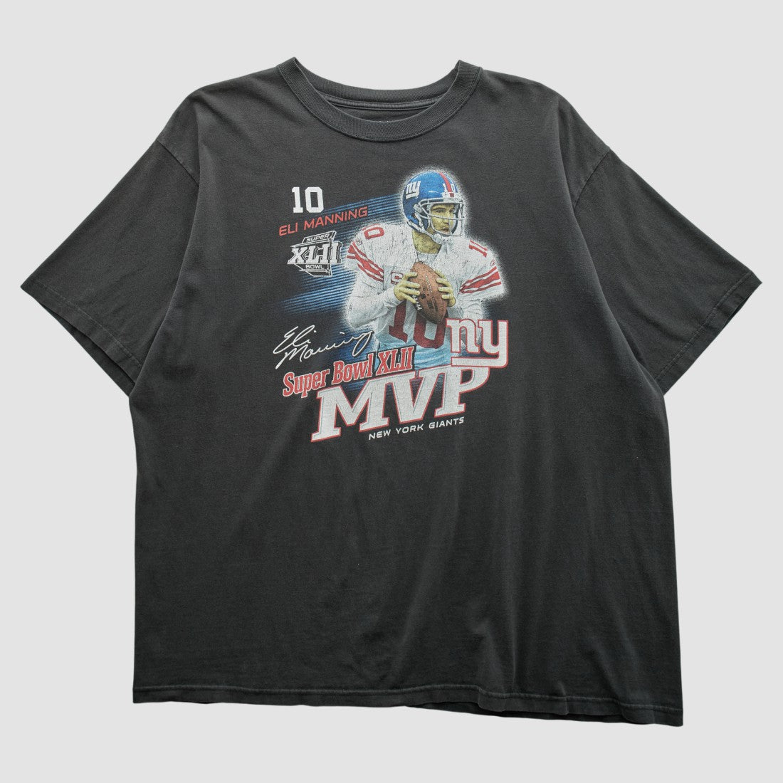 Superbowl XLII MVP Reebok 2008 T-shirt - Black Vintage for sale