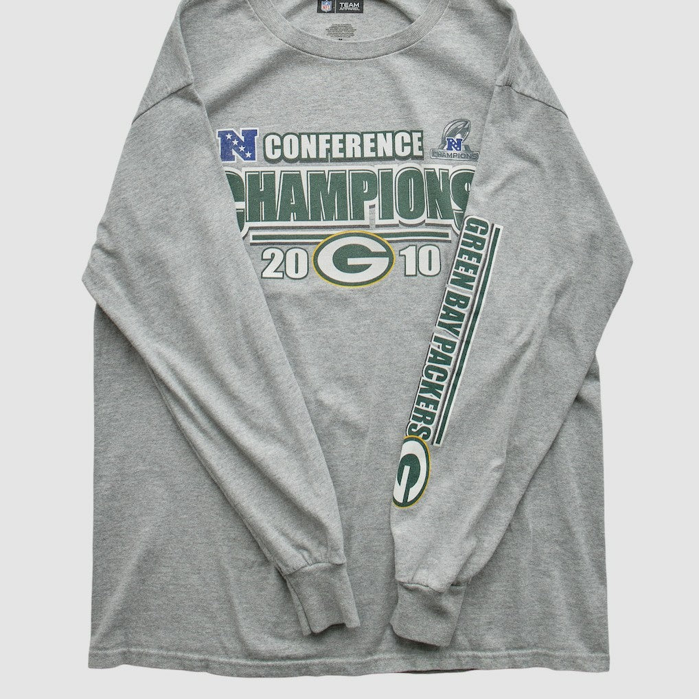 Green Bay Packers NFL 2010 Long Sleeve T-shirt - Heather Gray Vintage outlet