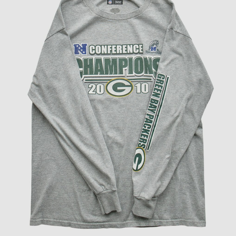 Green Bay Packers NFL 2010 Long Sleeve T-shirt - Heather Gray Vintage outlet
