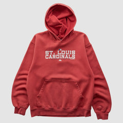 St. Louis Cardinals Majestic 2000s Hooded Pullover Sweatshirt - Red Vintage