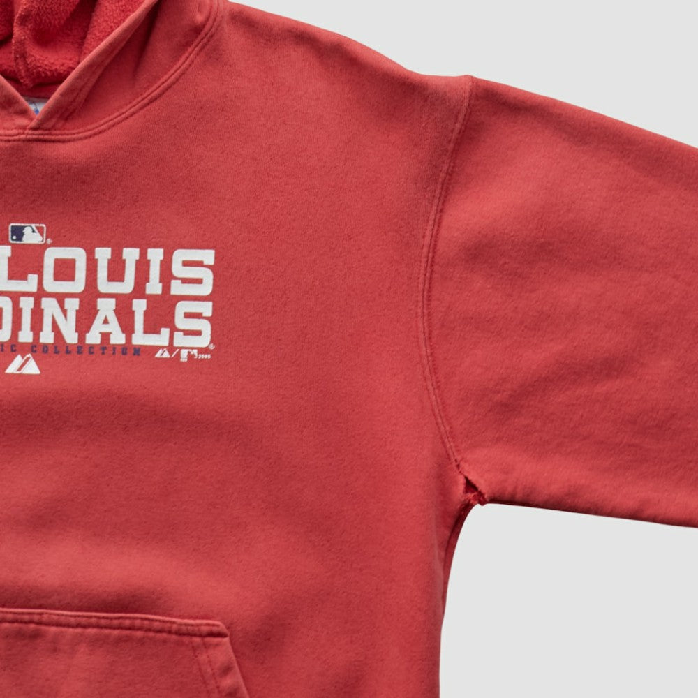 St. Louis Cardinals Majestic 2000s Hooded Pullover Sweatshirt - Red Vintage