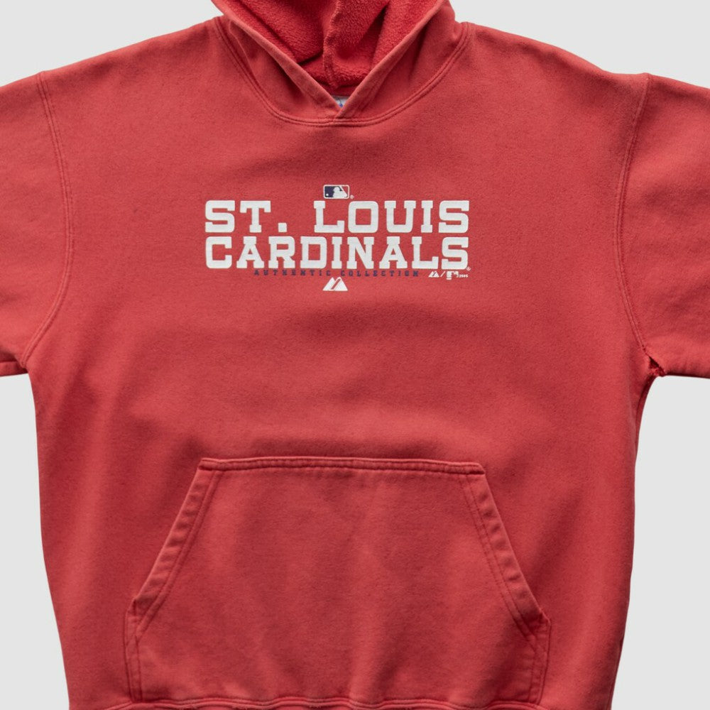 St. Louis Cardinals Majestic 2000s Hooded Pullover Sweatshirt - Red Vintage