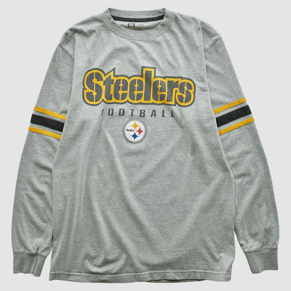 Pittsburgh Steelers NFL 2000s Long Sleeve T-shirt - Heather Gray Vintage on sale