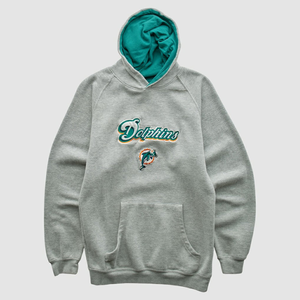 Miami Dolphins NFL 2000s Hooded Pullover Sweatshirt - Heather Gray Vintage online