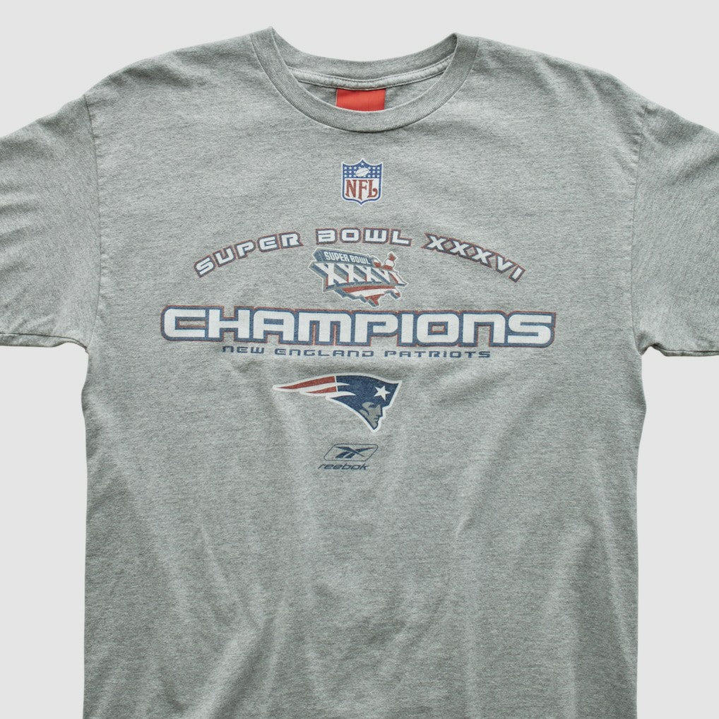 New England Patriots Reebok 2002 T-shirt - Heather Gray Vintage on sale