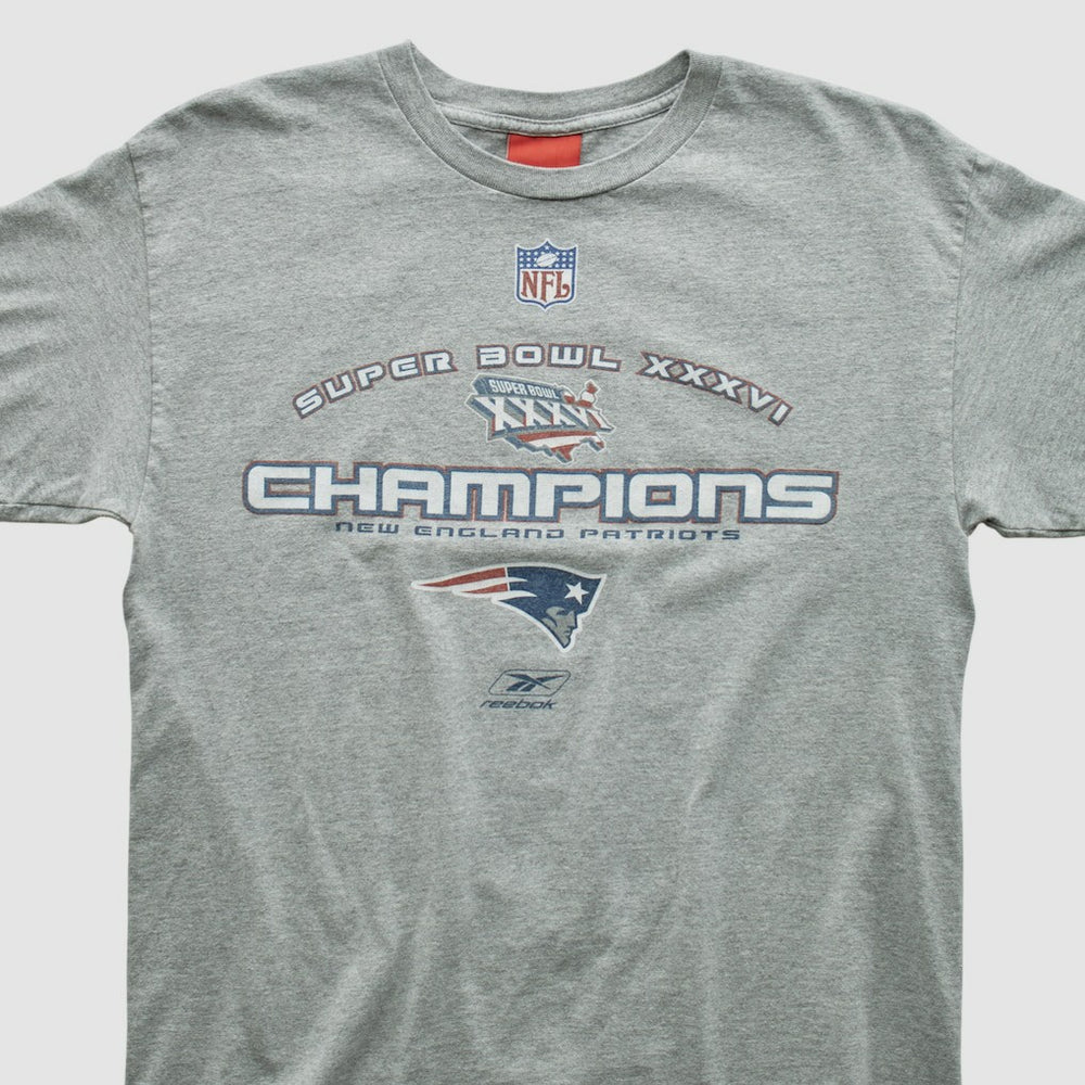 New England Patriots Reebok 2002 T-shirt - Heather Gray Vintage on sale