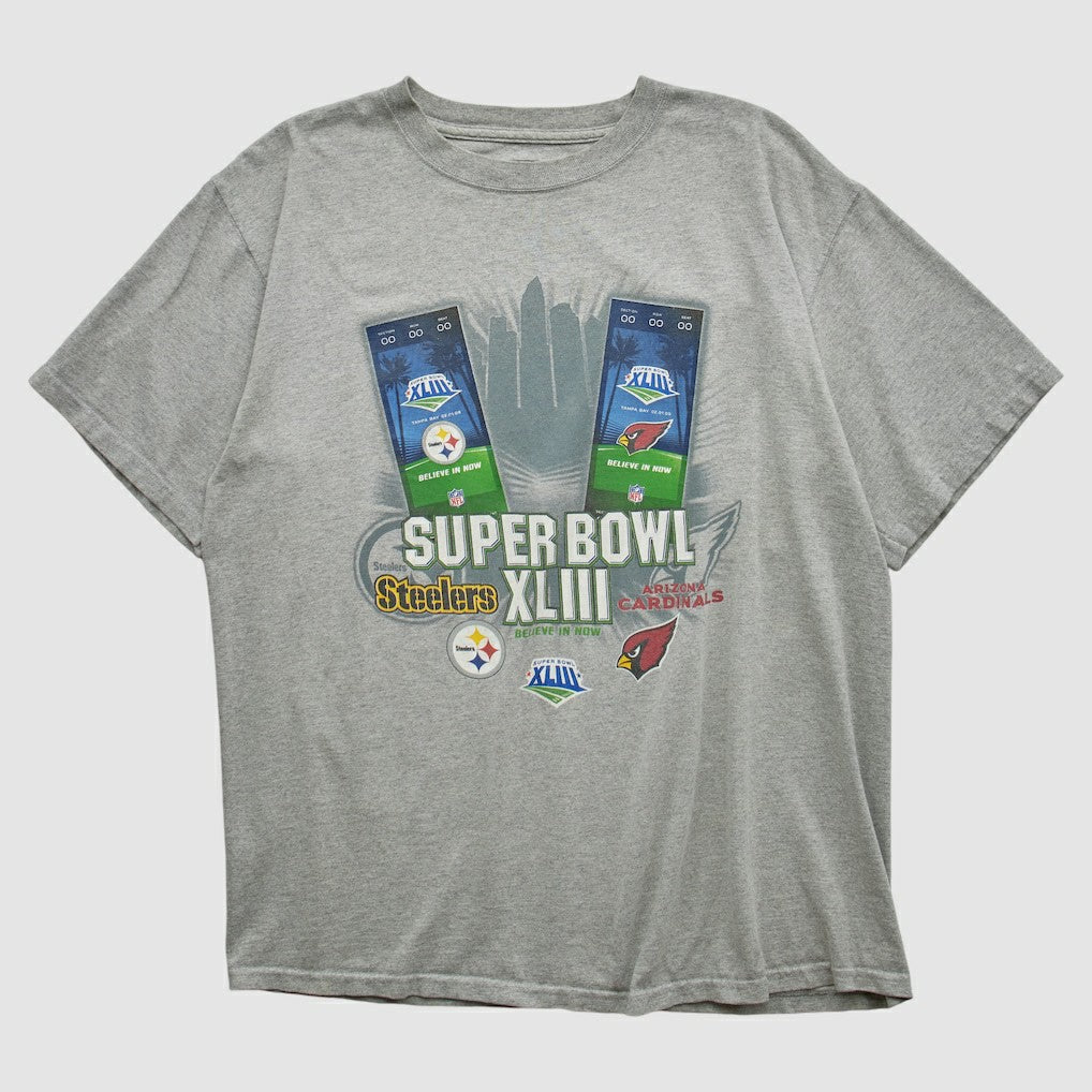 NFL Super Bowl XLIII NFL 2009 T-shirt - Heather Gray Vintage for sale