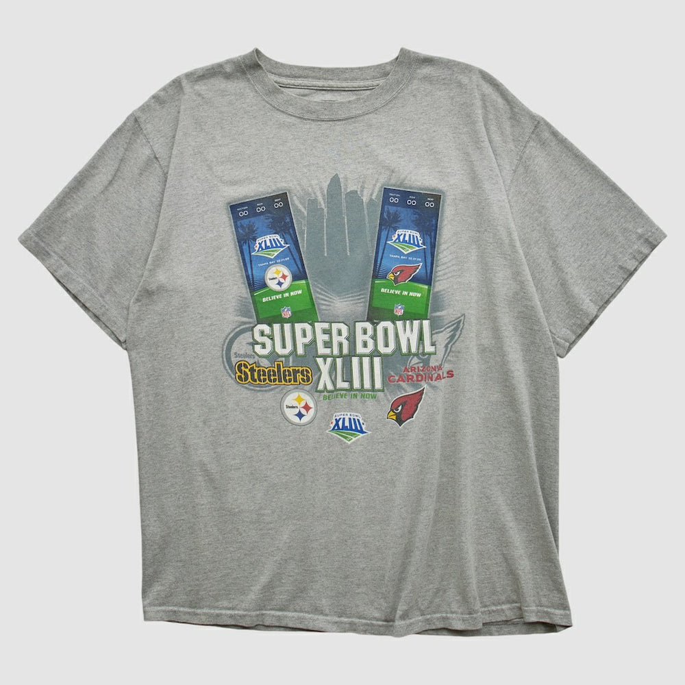 NFL Super Bowl XLIII NFL 2009 T-shirt - Heather Gray Vintage for sale