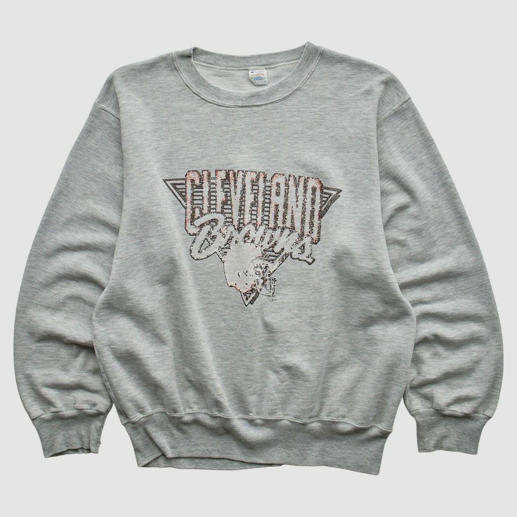 Cleveland Browns Champion 90s Pullover Sweatshirt - Heather Gray Vintage on sale