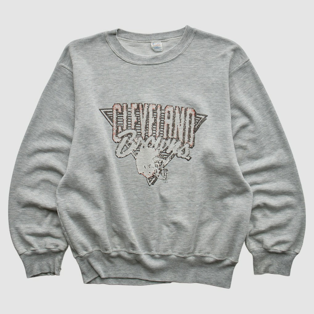 Cleveland Browns Champion 90s Pullover Sweatshirt - Heather Gray Vintage on sale