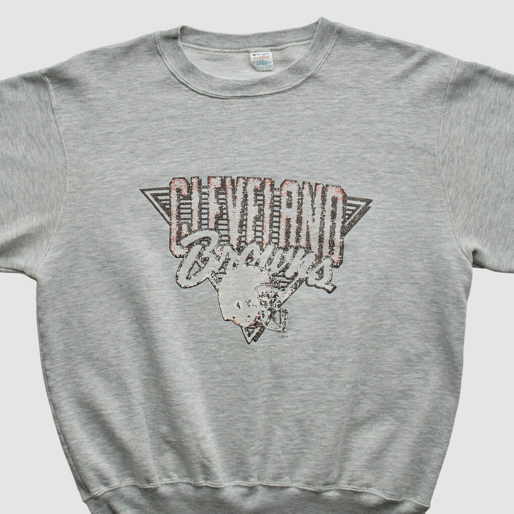 Cleveland Browns Champion 90s Pullover Sweatshirt - Heather Gray Vintage on sale