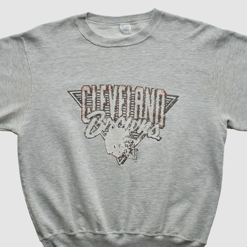 Cleveland Browns Champion 90s Pullover Sweatshirt - Heather Gray Vintage on sale