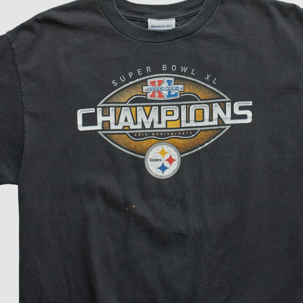Pittsburgh Steelers Reebok 2006 T-shirt - Black Vintage outlet