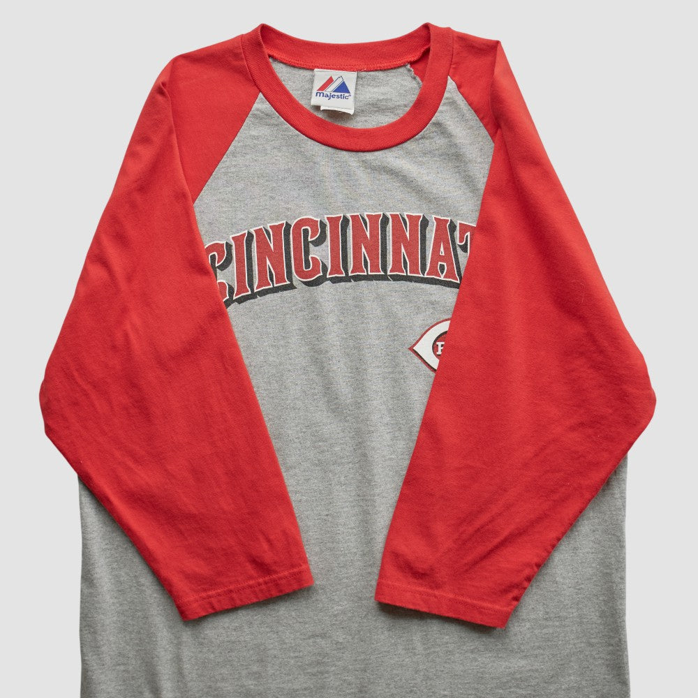 Cincinnati Reds Majestic 2000s T-shirt - Heather Gray Vintage