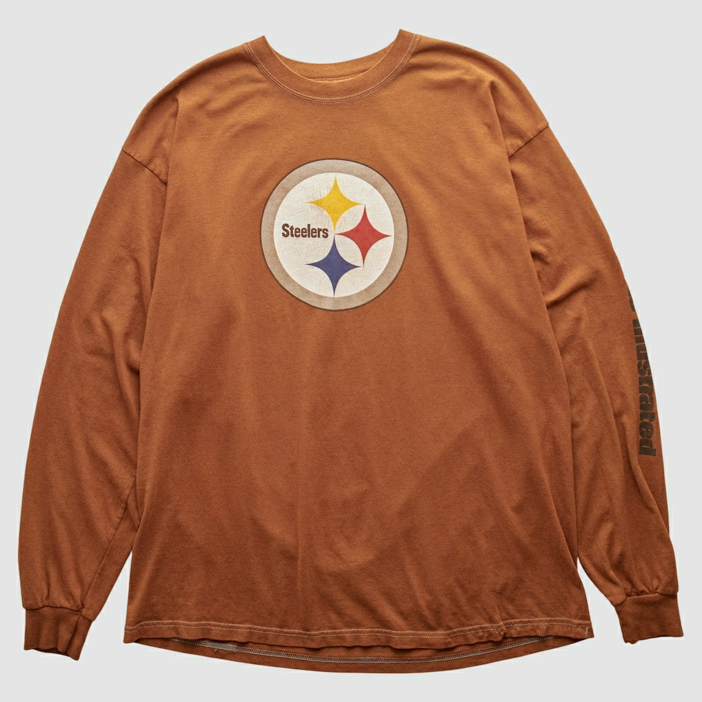 Pittsburgh Steelers Gildan 2000s Long Sleeve T-shirt - Brown Vintage for sale