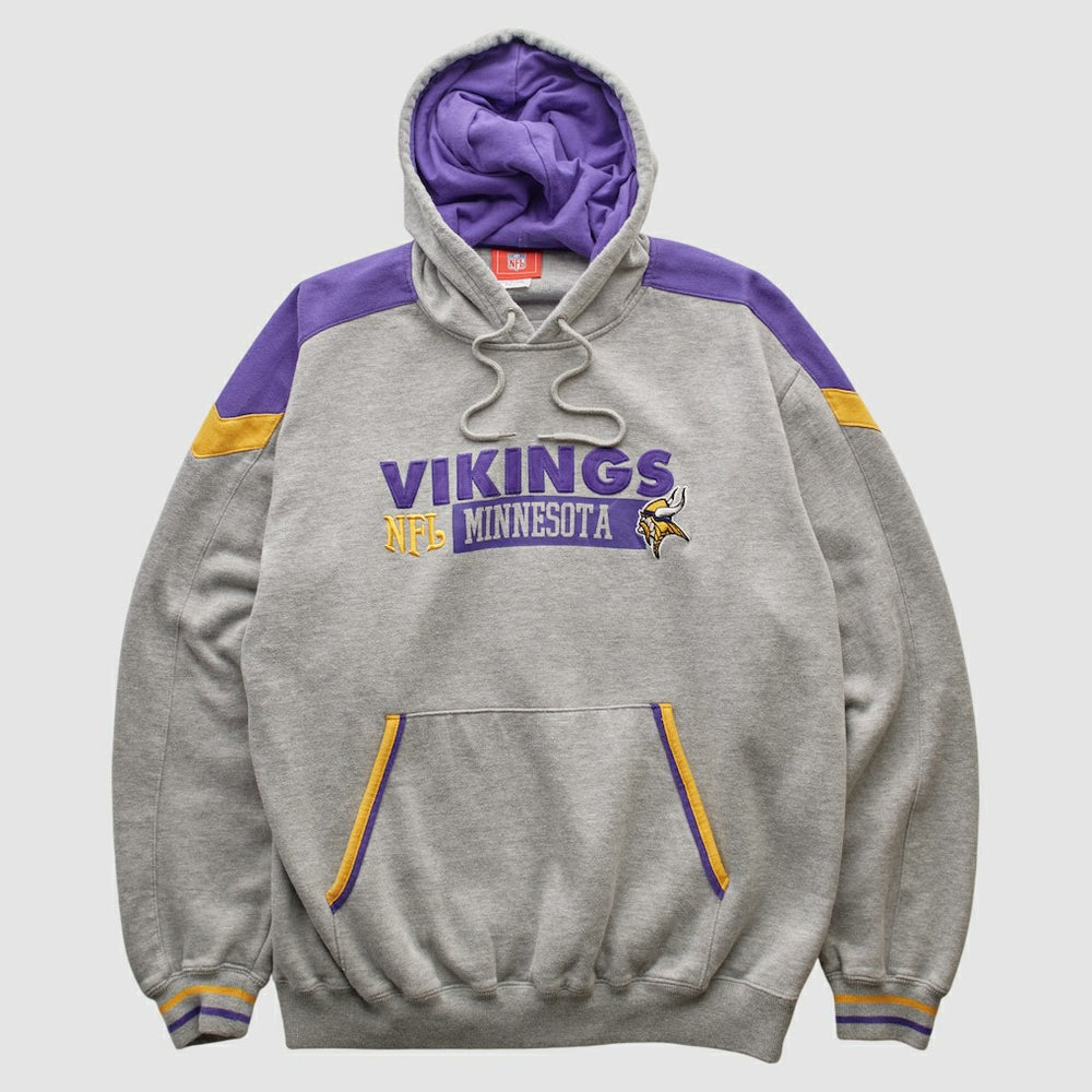 Minnesota Vikings NFL 2000s Hooded Pullover Sweatshirt - Heather Gray Vintage online