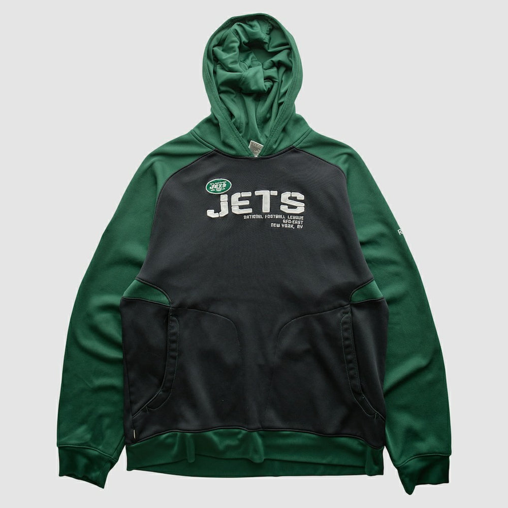 New York Jets Reebok 2010s Hooded Pullover Sweatshirt - Black Vintage sale