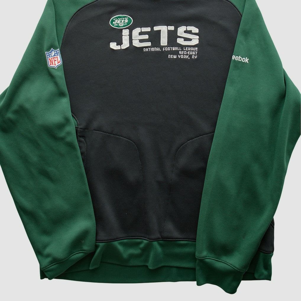 New York Jets Reebok 2010s Hooded Pullover Sweatshirt - Black Vintage sale