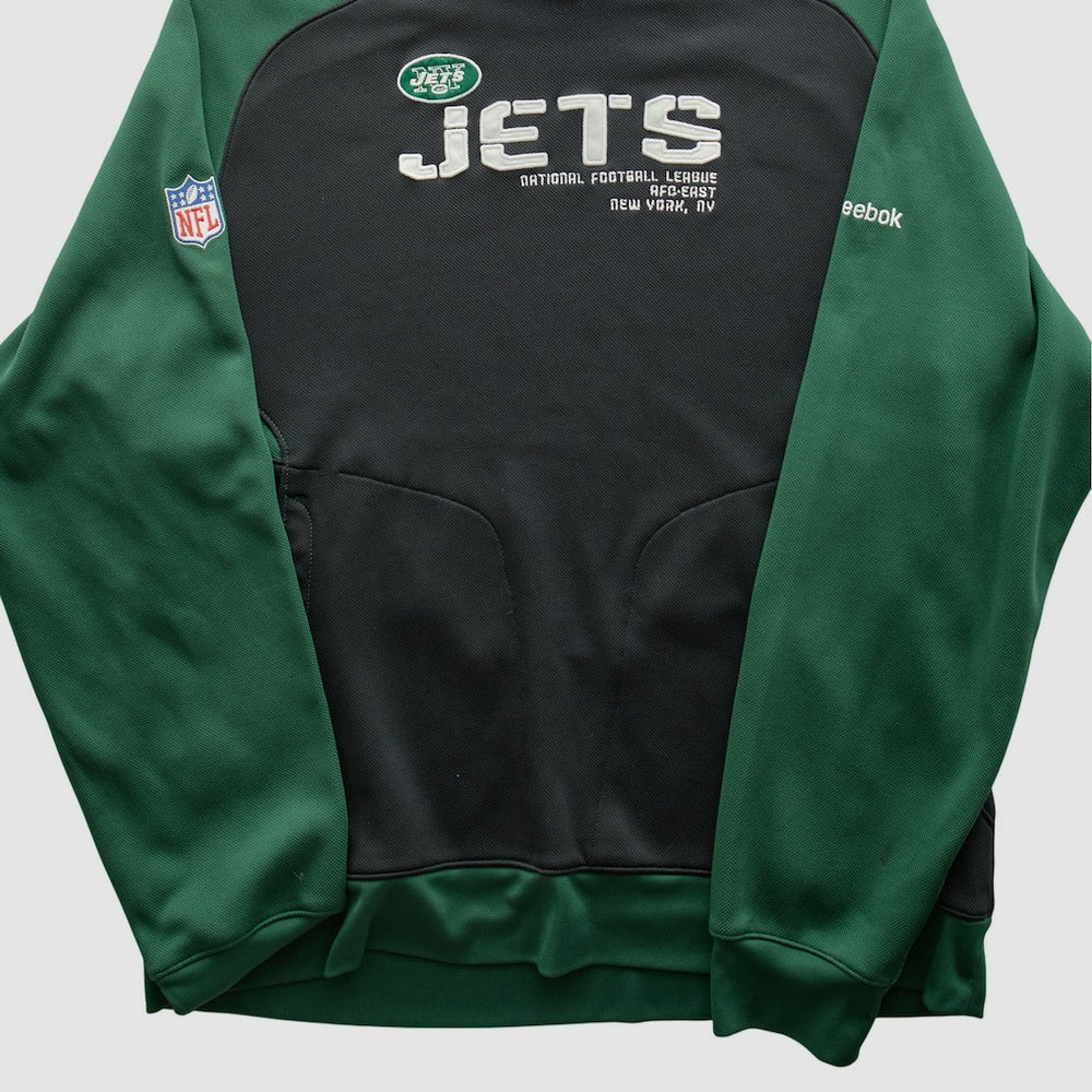 New York Jets Reebok 2010s Hooded Pullover Sweatshirt - Black Vintage sale