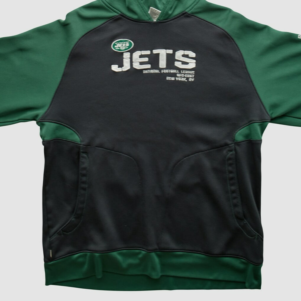 New York Jets Reebok 2010s Hooded Pullover Sweatshirt - Black Vintage sale