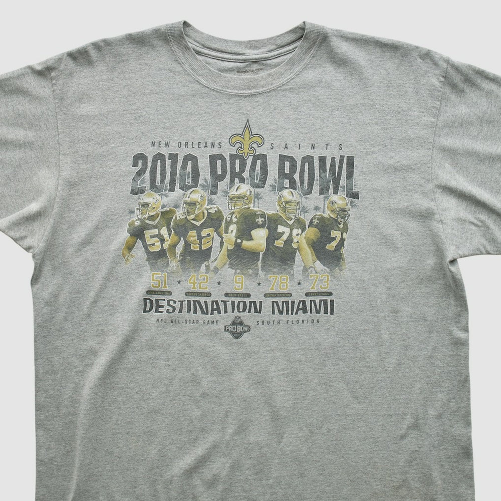 New Orleans Saints Reebok 2010 T-shirt - Heather Gray Vintage sale