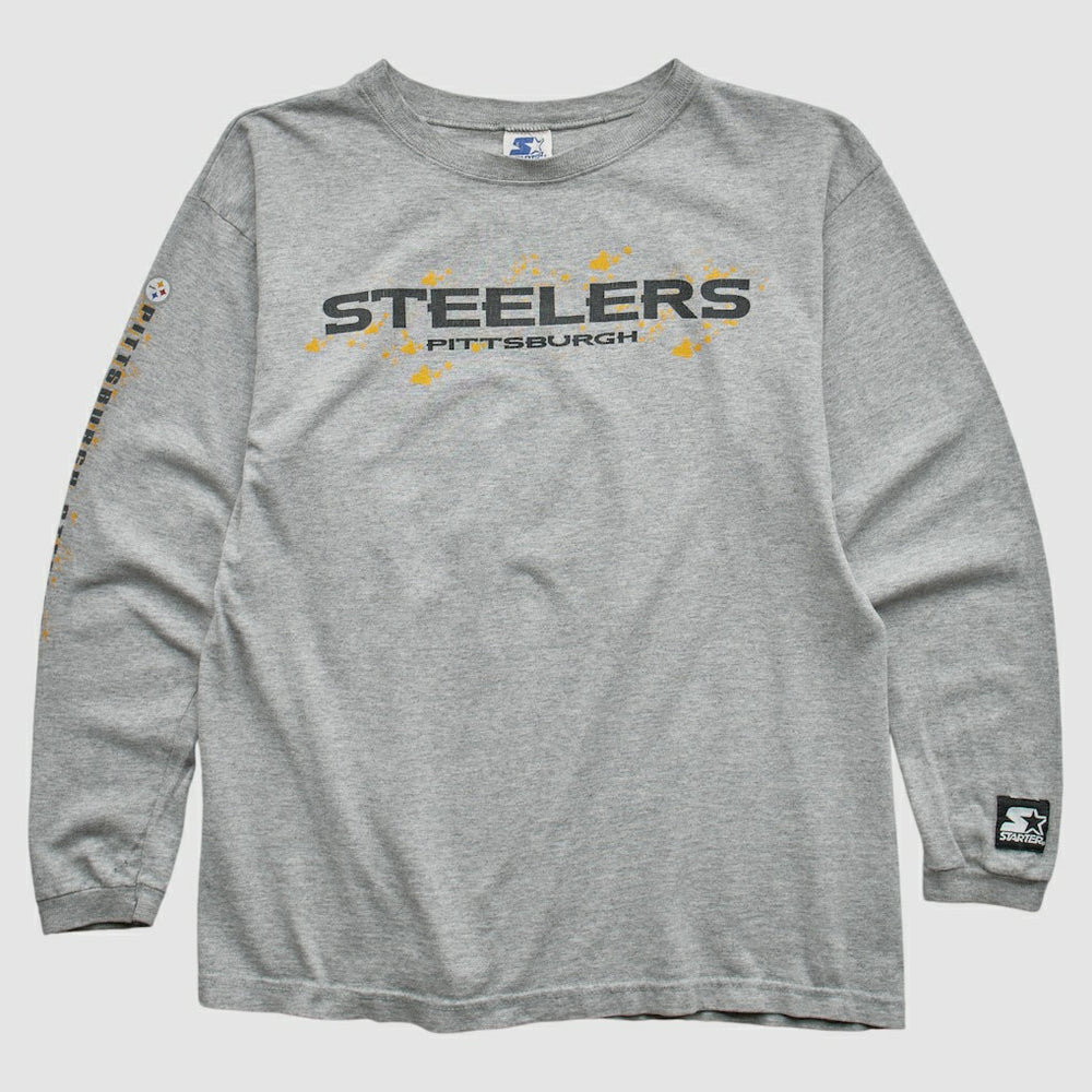 Pittsburgh Steelers Starter 90s Long Sleeve T-shirt - Heather Gray Vintage outlet