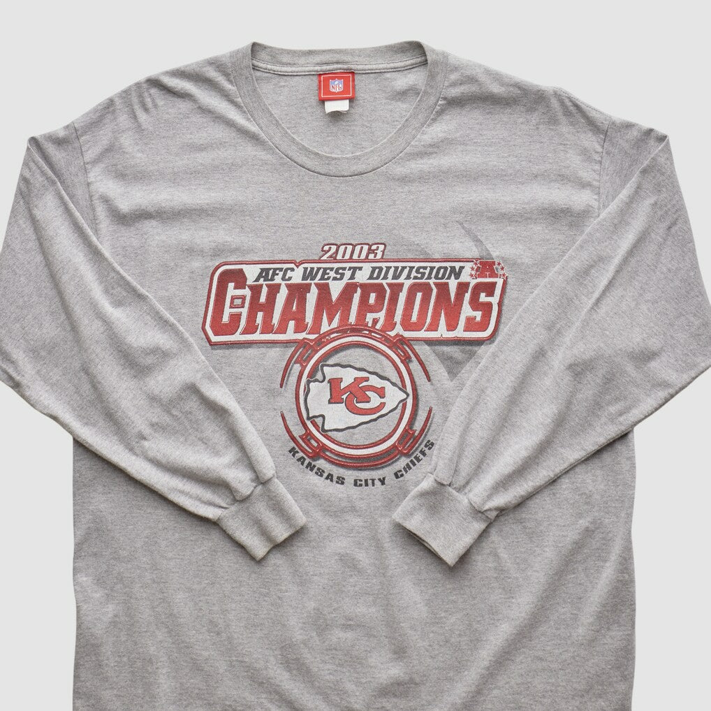 Kansas City Chiefs NFL 2003 Long Sleeve T-shirt - Heather Gray Vintage discount