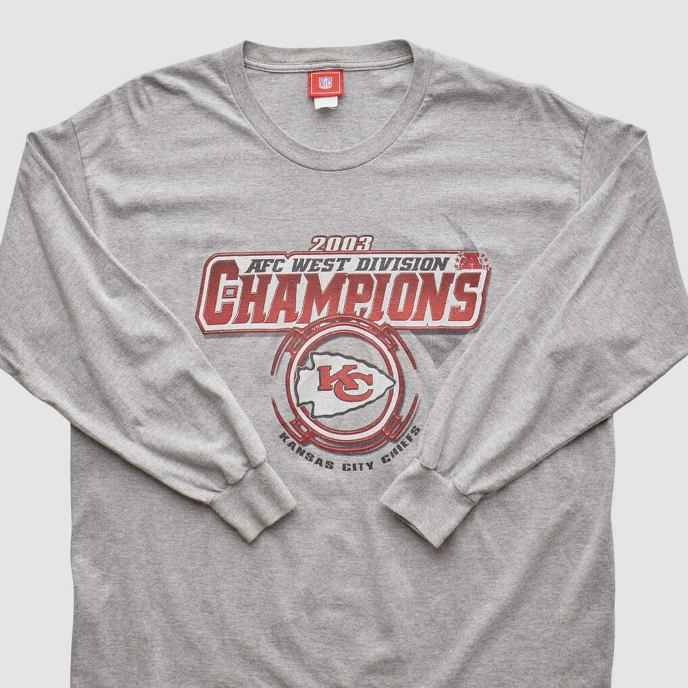 Kansas City Chiefs NFL 2003 Long Sleeve T-shirt - Heather Gray Vintage discount
