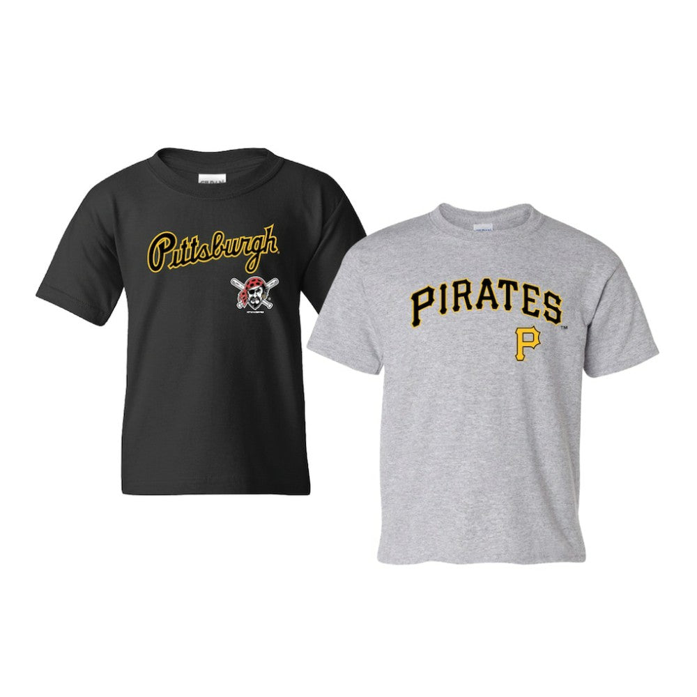 Pittsburgh Pirates Soft as a Grape Youth 2-Pack Logo T-Shirt Set - Black/Gray