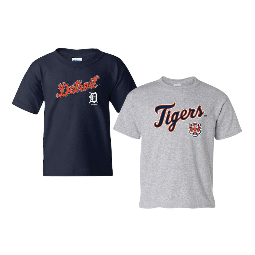 Detroit Tigers Soft as a Grape Youth 2-Pack Logo T-Shirt Set - Navy/Gray