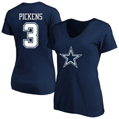 George Pickens Dallas Cowboys Women's Plus Size Name & Number V-Neck T-Shirt - Navy sale