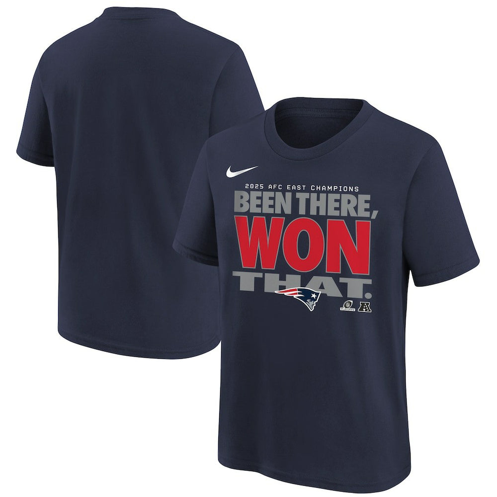 New England Patriots Youth 2025 AFC East Division Champions Locker Room Trophy Collection T-Shirt - Navy | Nike online