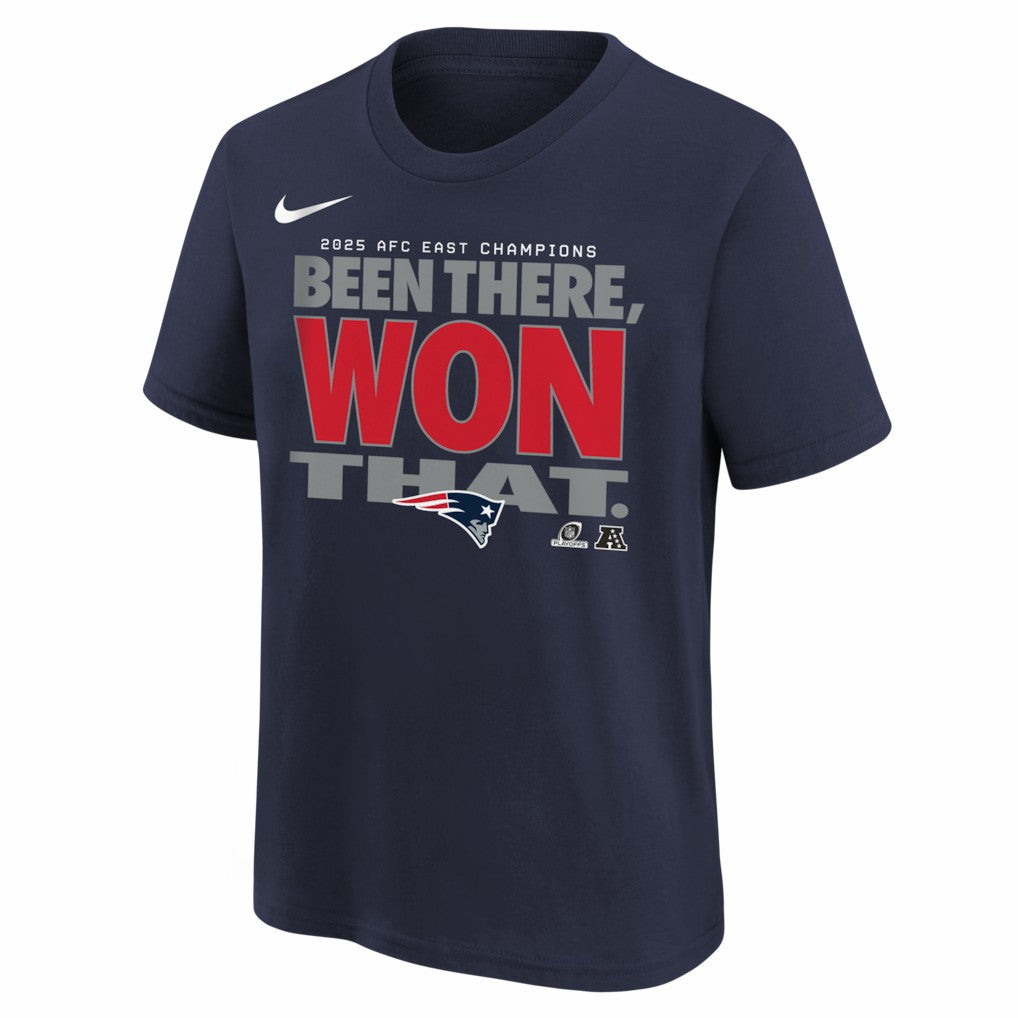 New England Patriots Youth 2025 AFC East Division Champions Locker Room Trophy Collection T-Shirt - Navy | Nike online