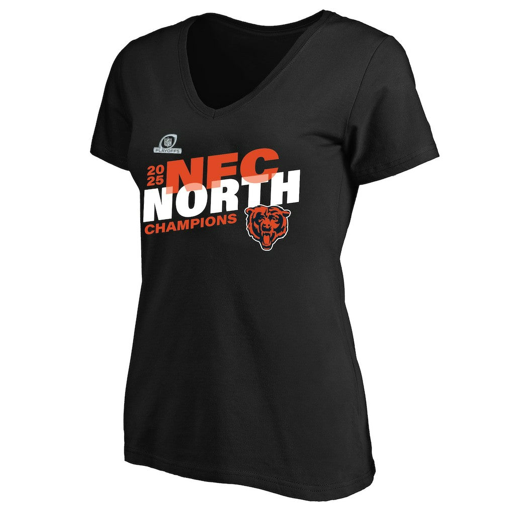 Chicago Bears Women's 2025 NFC North Division Champions Plus Size V-Neck T-Shirt - Black online