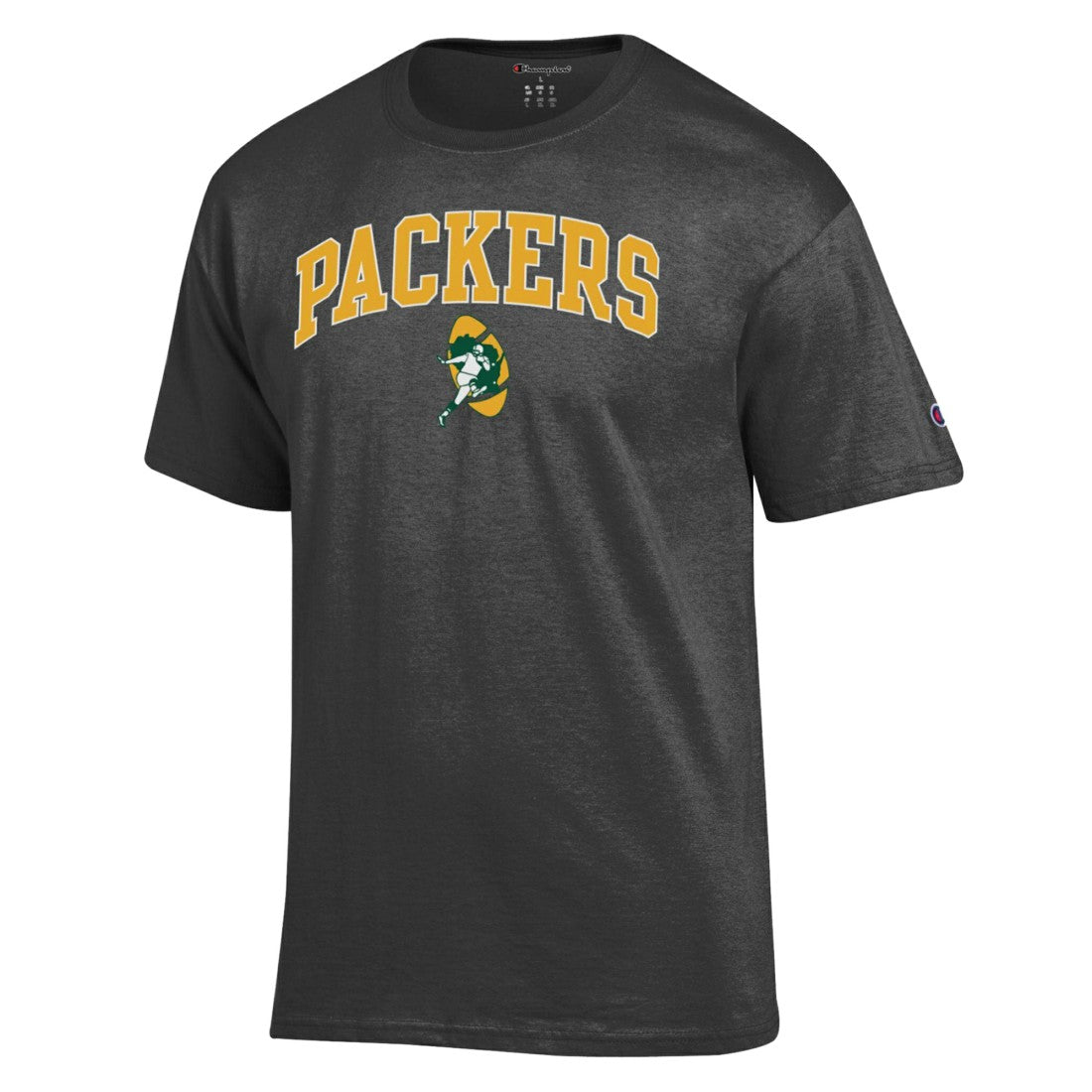 Green Bay Packers Champion Arch Over Logo T-Shirt - Heather Charcoal discount