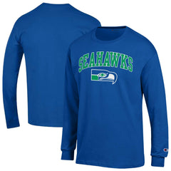Seattle Seahawks Champion Arch Over Logo Long Sleeve T-Shirt - Royal sale