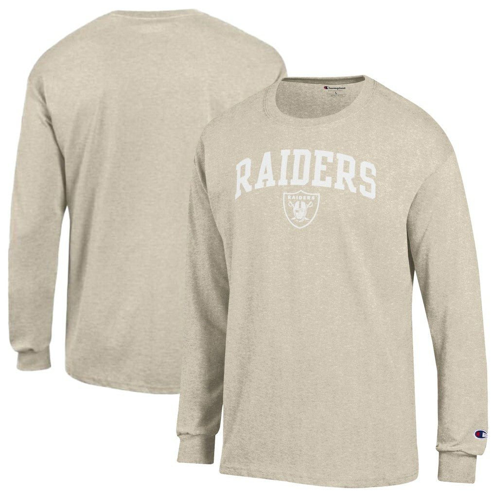Las Vegas Raiders Champion White Ink Jersey Long Sleeve T-Shirt - Oatmeal sale