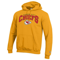 Kansas City Chiefs Champion Powerblend Arch over Logo Hoodie - Gold discount