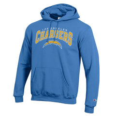 Los Angeles Chargers Champion Powerblend Arch over Logo Hoodie - Powder Blue sale