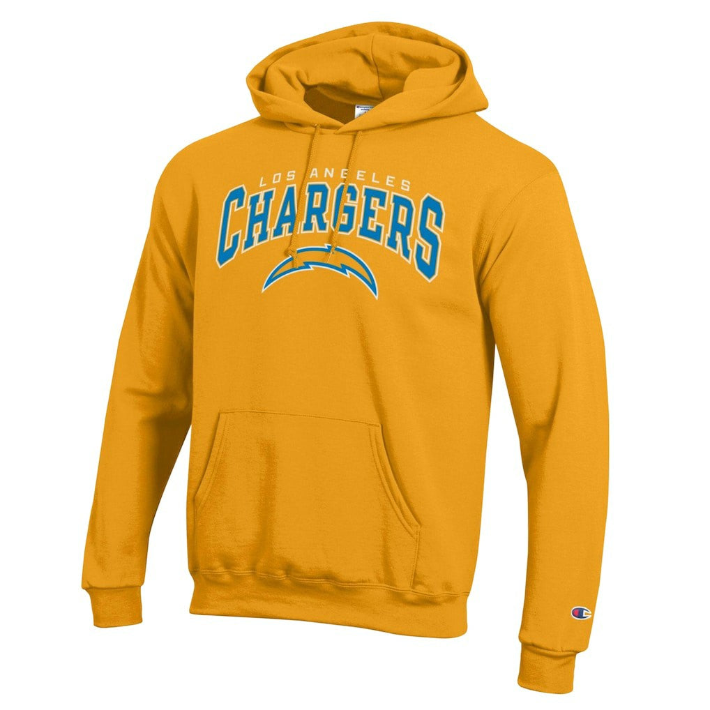 Los Angeles Chargers Champion Powerblend Arch over Logo Hoodie - Gold for sale