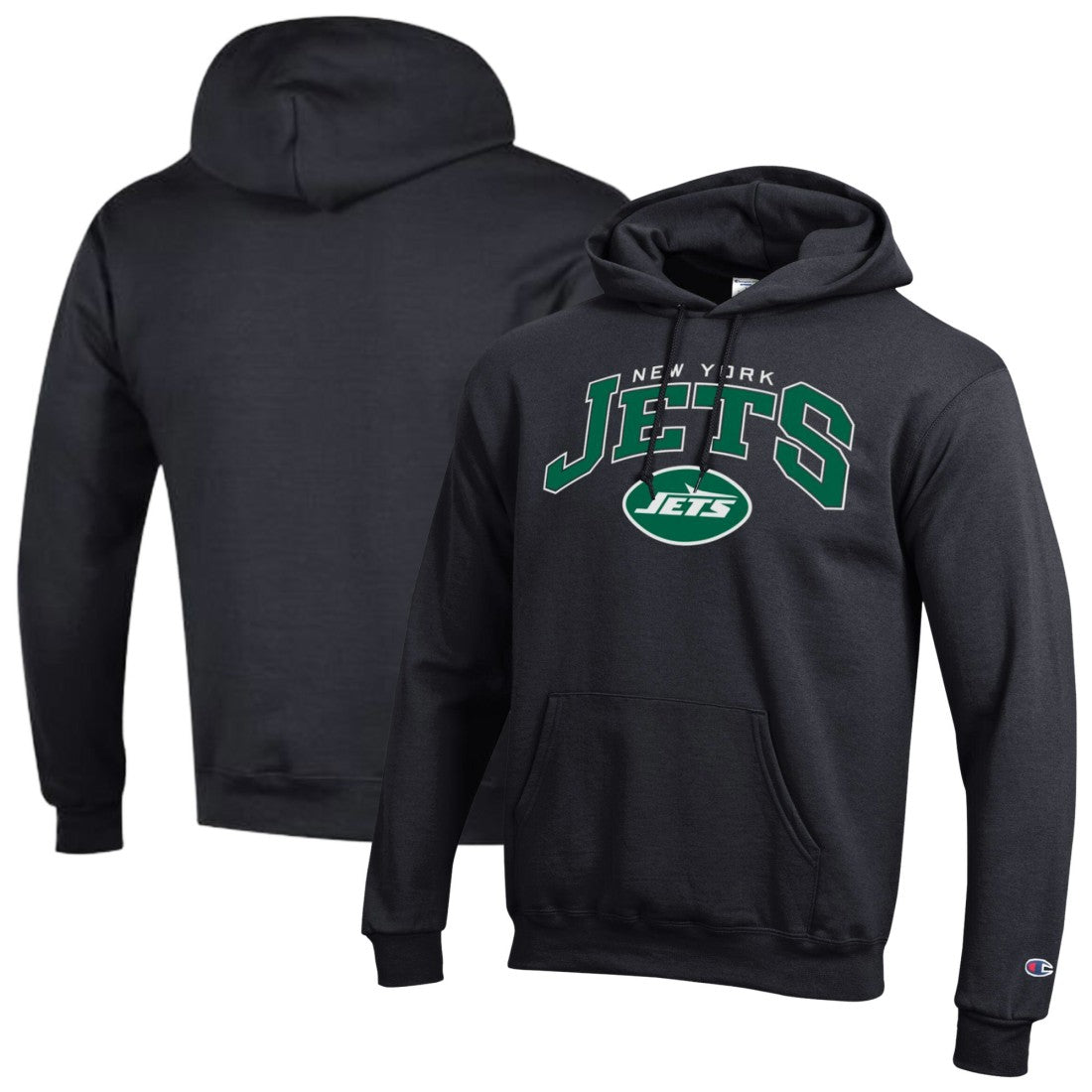 New York Jets Champion Powerblend Arch over Logo Hoodie - Black sale