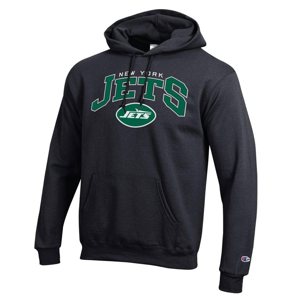 New York Jets Champion Powerblend Arch over Logo Hoodie - Black sale