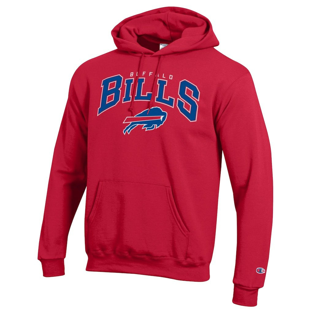 Buffalo Bills Champion Powerblend Arch over Logo Hoodie - Red for sale
