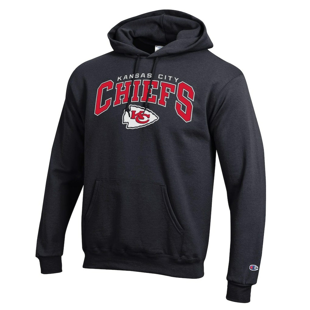 Kansas City Chiefs Champion Powerblend Arch over Logo Hoodie - Black discount