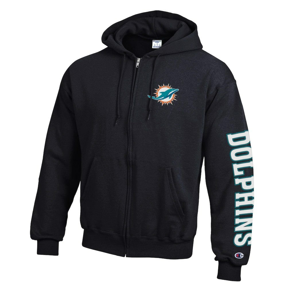 Miami Dolphins Champion Powerblend Fleece Full-Zip Hoodie - Black sale
