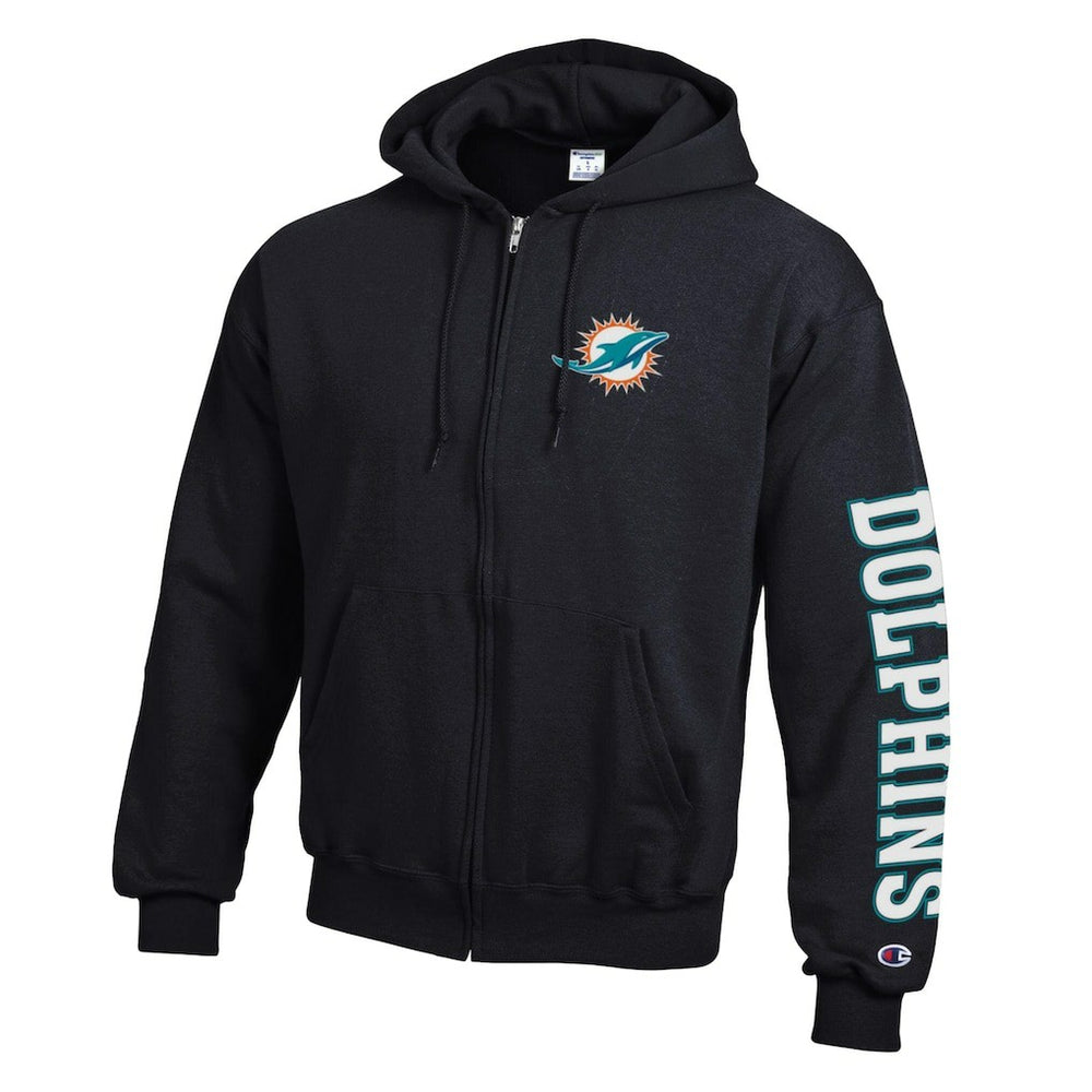 Miami Dolphins Champion Powerblend Fleece Full-Zip Hoodie - Black sale