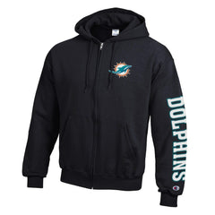 Miami Dolphins Champion Powerblend Fleece Full-Zip Hoodie - Black sale